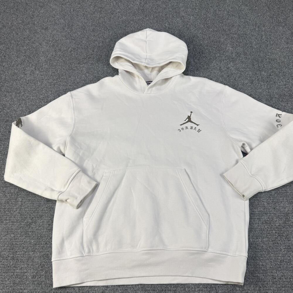 Jordan Pullover Hoodie Mens Large White Artist Series Jumpman Graphic DX9706-030